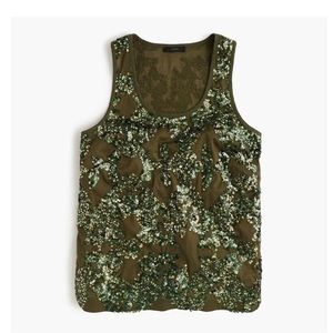 J.Crew Olive Green Sequin Tank